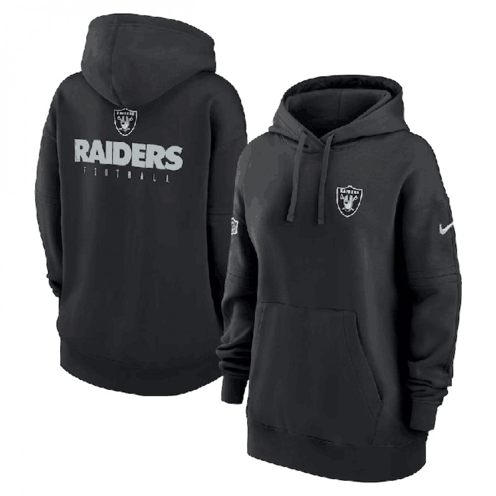 Women's Las Vegas Raiders Black Sideline Club Fleece Pullover Hoodie(Run Small) 