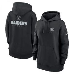 Women's Las Vegas Raiders Black Sideline Club Fleece Pullover Hoodie(Run Small) 