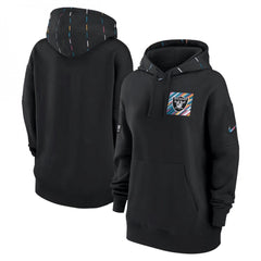 Women's Las Vegas Raiders Black 2023 Crucial Catch Club Pullover Hoodie(Run Small) 