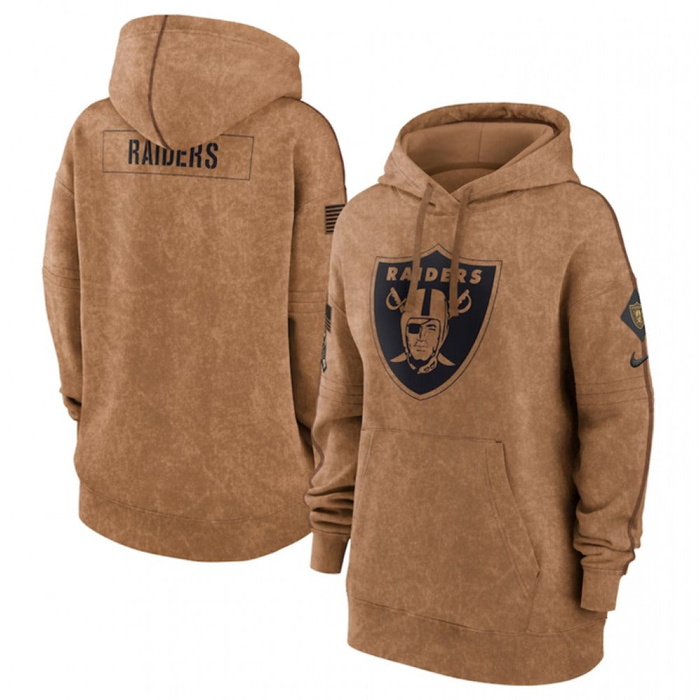 Women's Las Vegas Raiders 2023 Brown Salute to Service Pullover Hoodie(Run Small) 