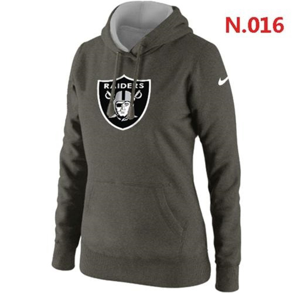 Women's Oakland Raiders Logo Pullover Hoodie Dakr Grey 