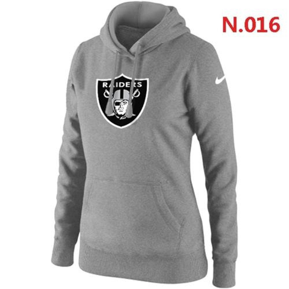 Women's Oakland Raiders Logo Pullover Hoodie Grey 