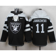 Raiders #11 Sebastian Janikowski Black Player Pullover NFL Hoodie 
