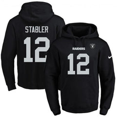 Raiders #12 Kenny Stabler Black Name & Number Pullover NFL Hoodie 