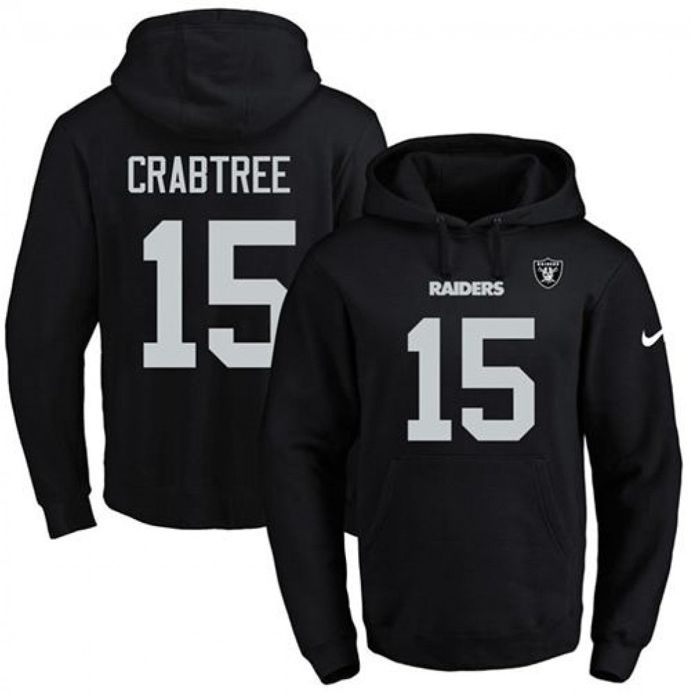 Raiders #15 Michael Crabtree Black Name & Number Pullover NFL Hoodie 