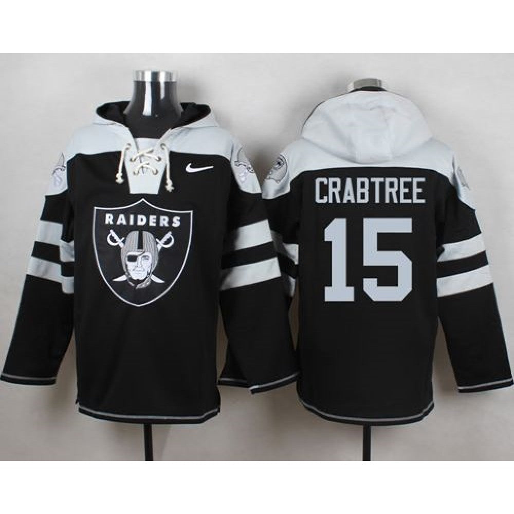 Raiders #15 Michael Crabtree Black Player Pullover NFL Hoodie 