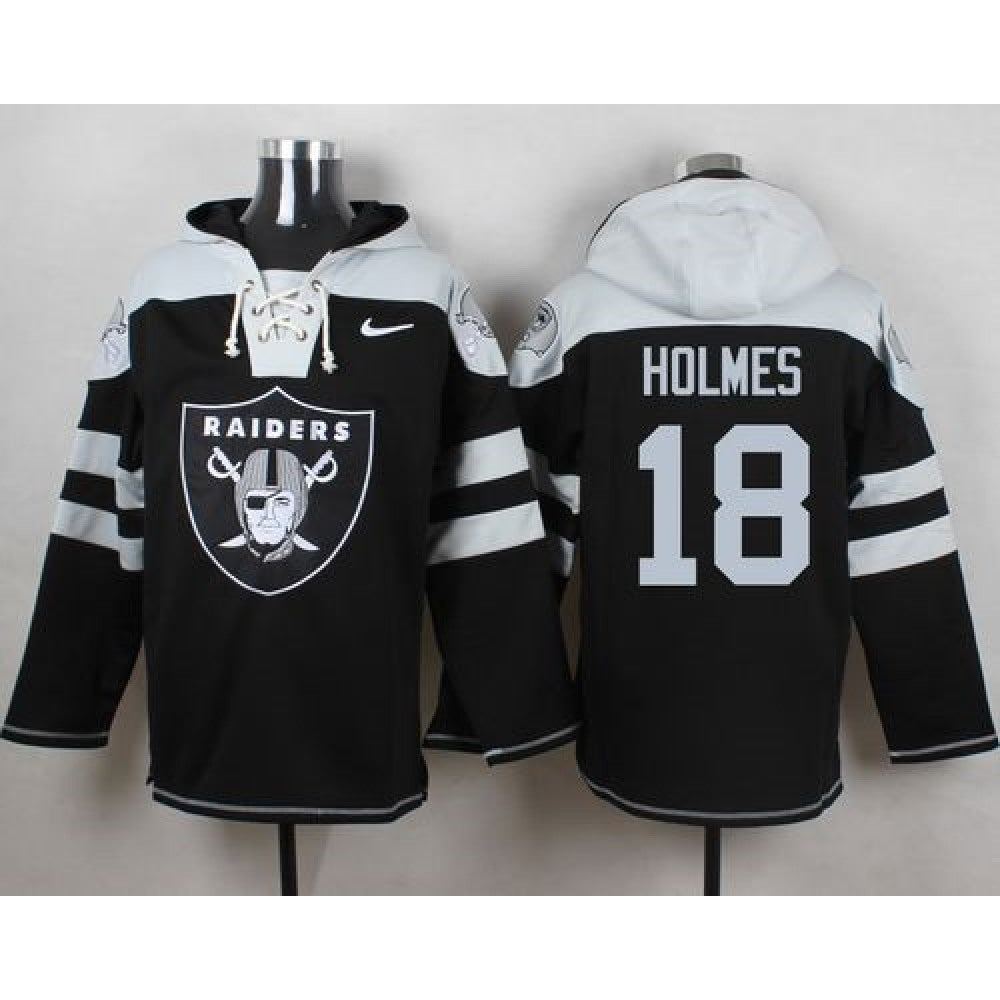 Raiders #18 Andre Holmes Black Player Pullover NFL Hoodie 