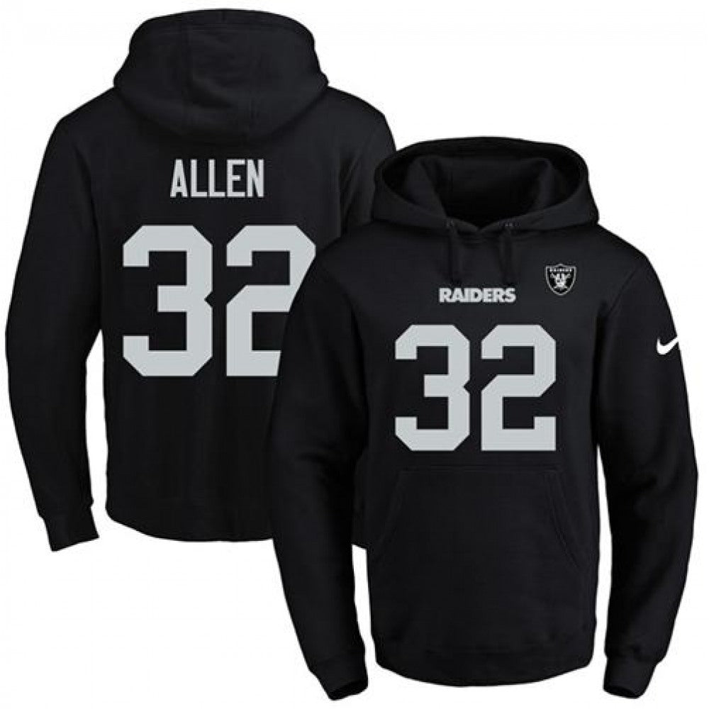 Raiders #32 Marcus Allen Black Name & Number Pullover NFL Hoodie 