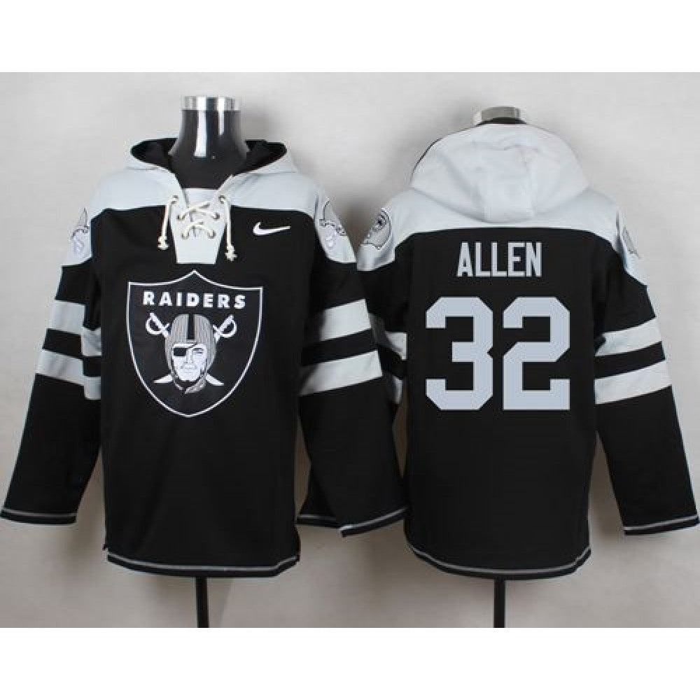 Raiders #32 Marcus Allen Black Player Pullover NFL Hoodie 