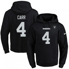 Raiders #4 Derek Carr Black Name & Number Pullover NFL Hoodie 