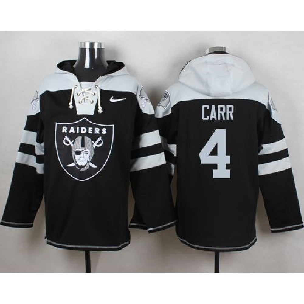 Raiders #4 Derek Carr Black Player Pullover NFL Hoodie 