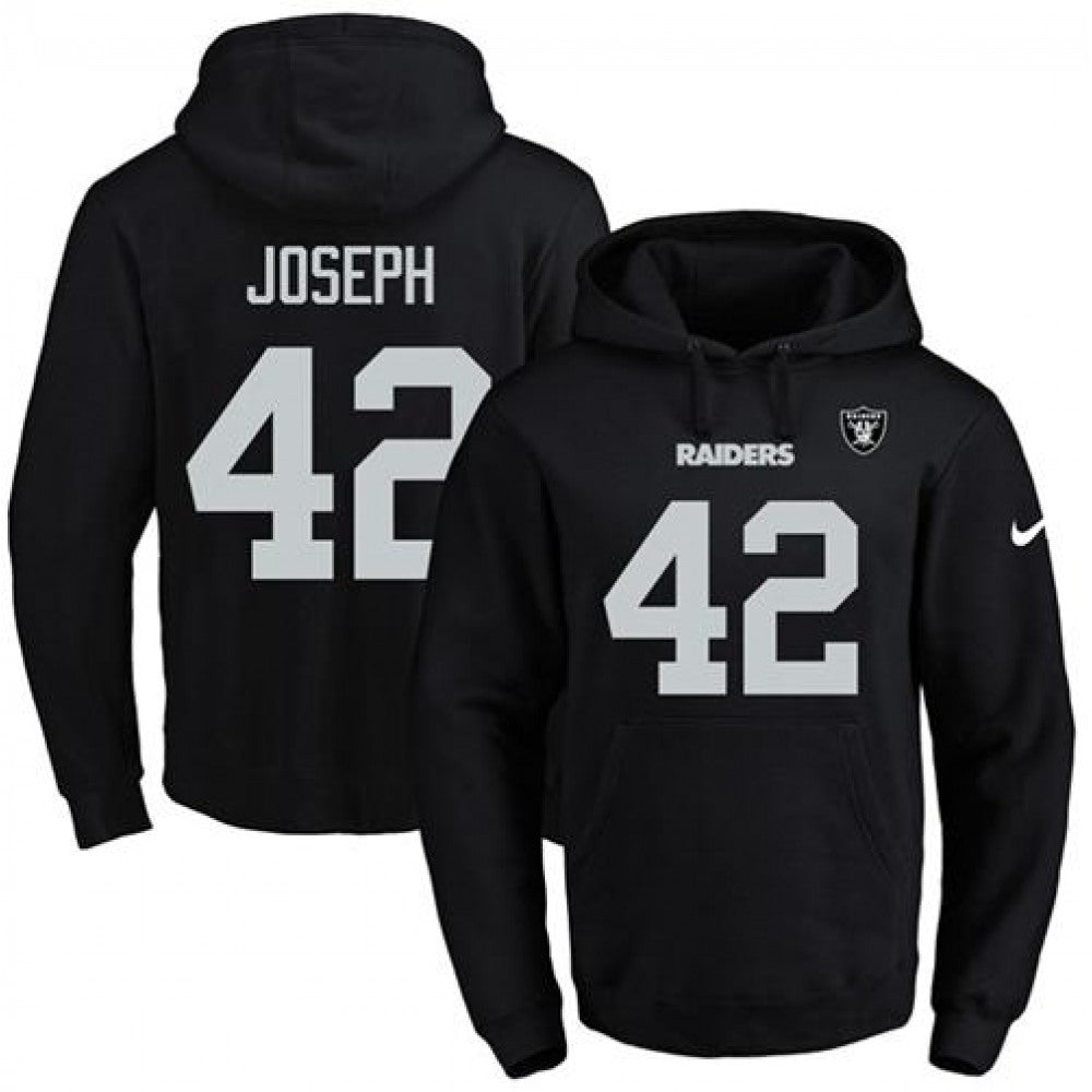 Raiders #42 Karl Joseph Black Name & Number Pullover NFL Hoodie 