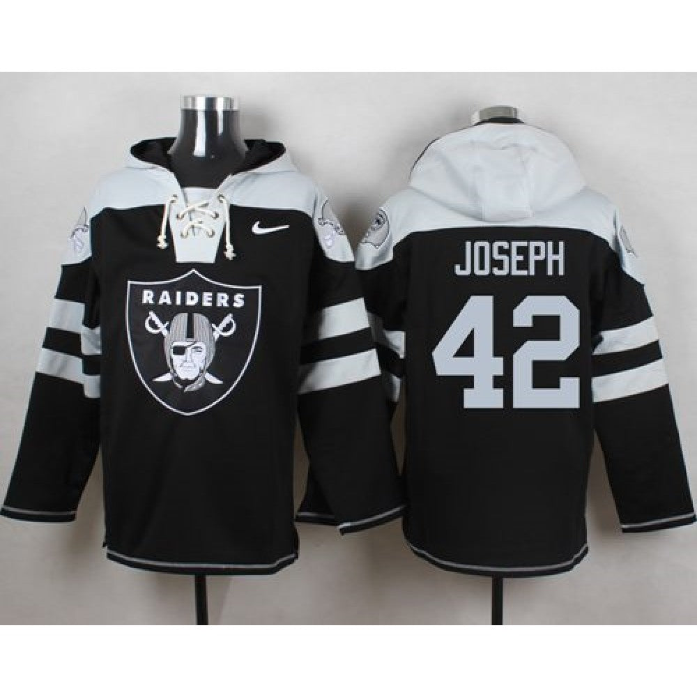 Raiders #42 Karl Joseph Black Player Pullover NFL Hoodie 