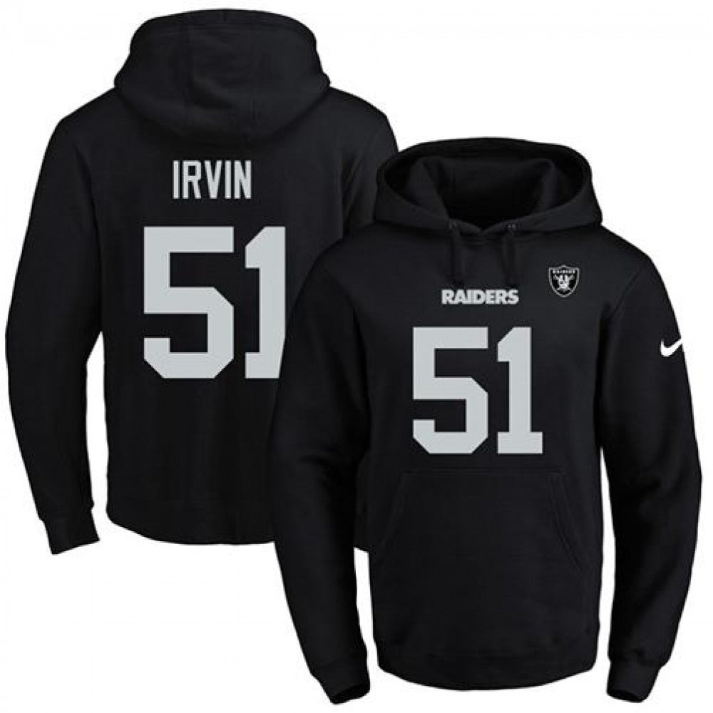 Raiders #51 Bruce Irvin Black Name & Number Pullover NFL Hoodie 