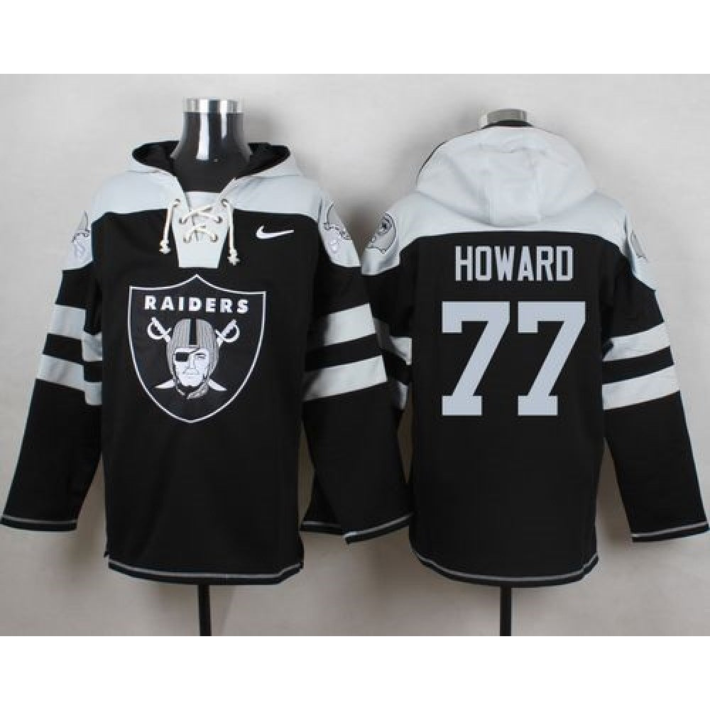Raiders #77 Austin Howard Black Player Pullover NFL Hoodie 