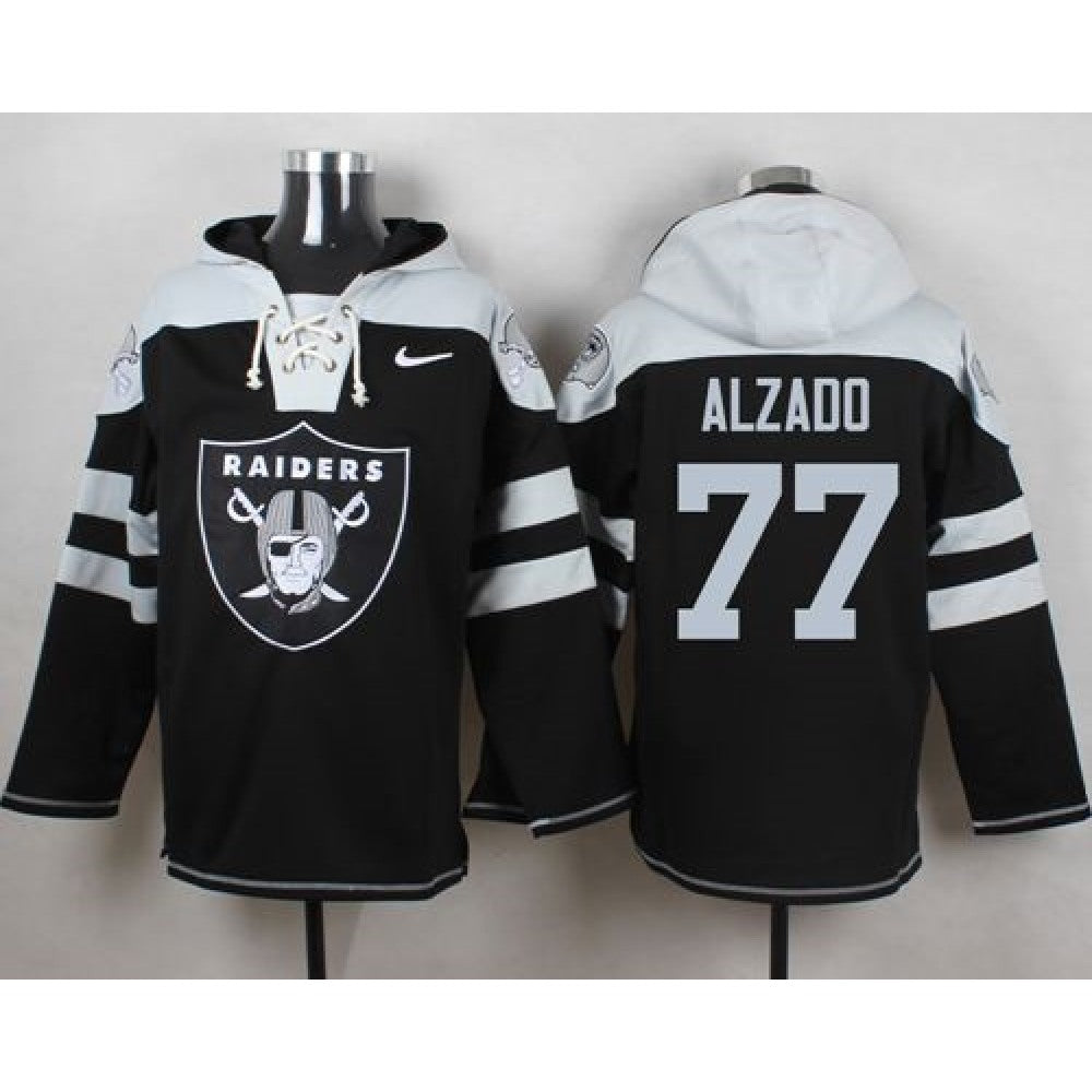 Raiders #77 Lyle Alzado Black Player Pullover NFL Hoodie 