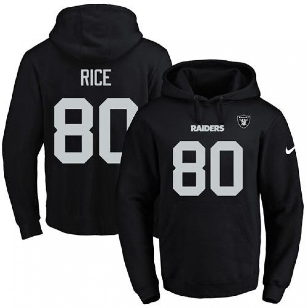 Raiders #80 Jerry Rice Black Name & Number Pullover NFL Hoodie 
