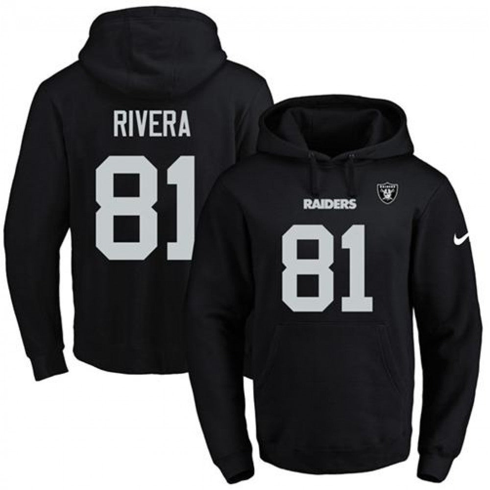 Raiders #81 Mychal Rivera Black Name & Number Pullover NFL Hoodie 
