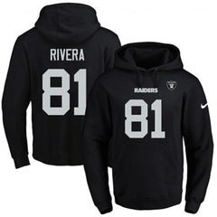 Raiders #81 Mychal Rivera Black Name & Number Pullover NFL Hoodie 