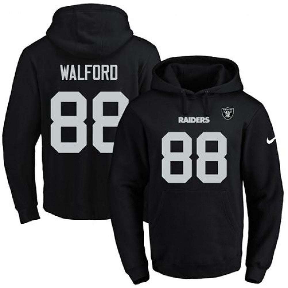 Raiders #88 Clive Walford Black Name & Number Pullover NFL Hoodie 
