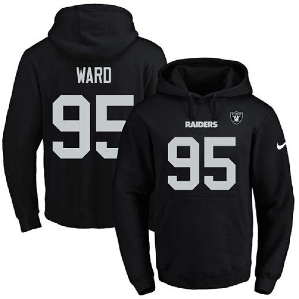 Raiders #95 Jihad Ward Black Name & Number Pullover NFL Hoodie 