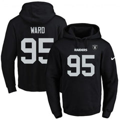 Raiders #95 Jihad Ward Black Name & Number Pullover NFL Hoodie 