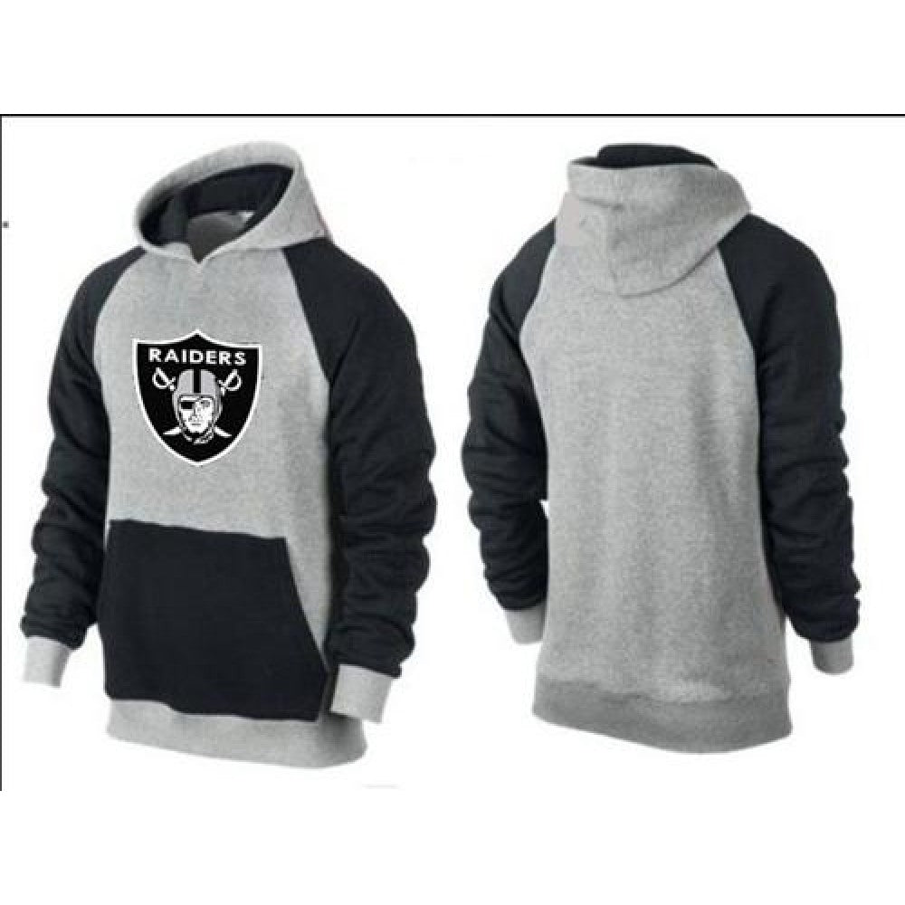 Oakland Raiders Logo Pullover Hoodie Grey & Blue 