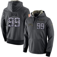 NFL Men's San Diego Chargers #99 Joey Bosa Stitched Black Anthracite Salute to Service Player Performance Hoodie 