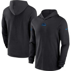 Men's Los Angeles Chargers Black Sideline Performance Long Sleeve Hoodie T-Shirt 