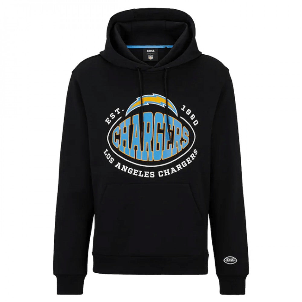 Men's Los Angeles Chargers Black BOSS X Touchback Pullover Hoodie 