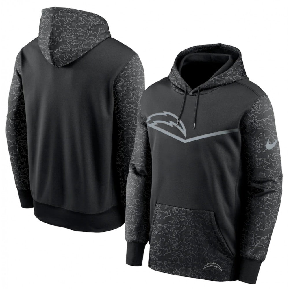 Men's Los Angeles Chargers Black Reflective Therma Hoodie 