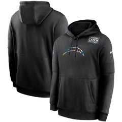 Men's Los Angeles Chargers 2020 Black Crucial Catch Sideline Performance Pullover Hoodie 