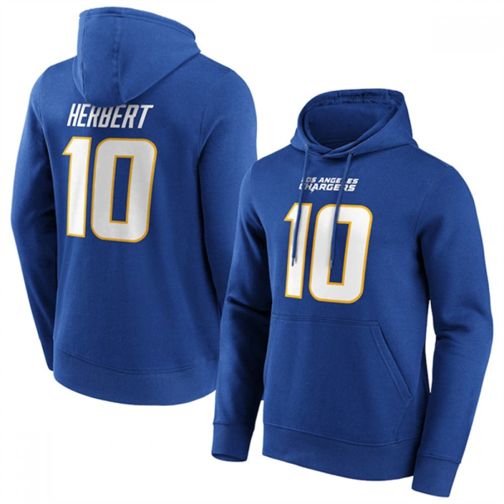 Men's Los Angeles Chargers #10 Justin Herbert Blue Hoodie 