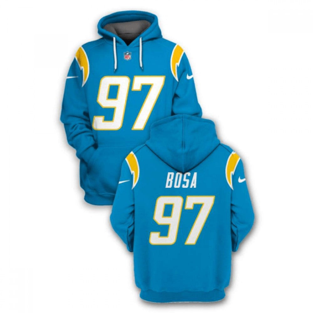 Men's Los Angeles Chargers #97 Joey Bosa 2021 Blue Pullover Hoodie 