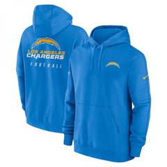 Men's Los Angeles Chargers Light Blue Sideline Club Fleece Pullover Hoodie 