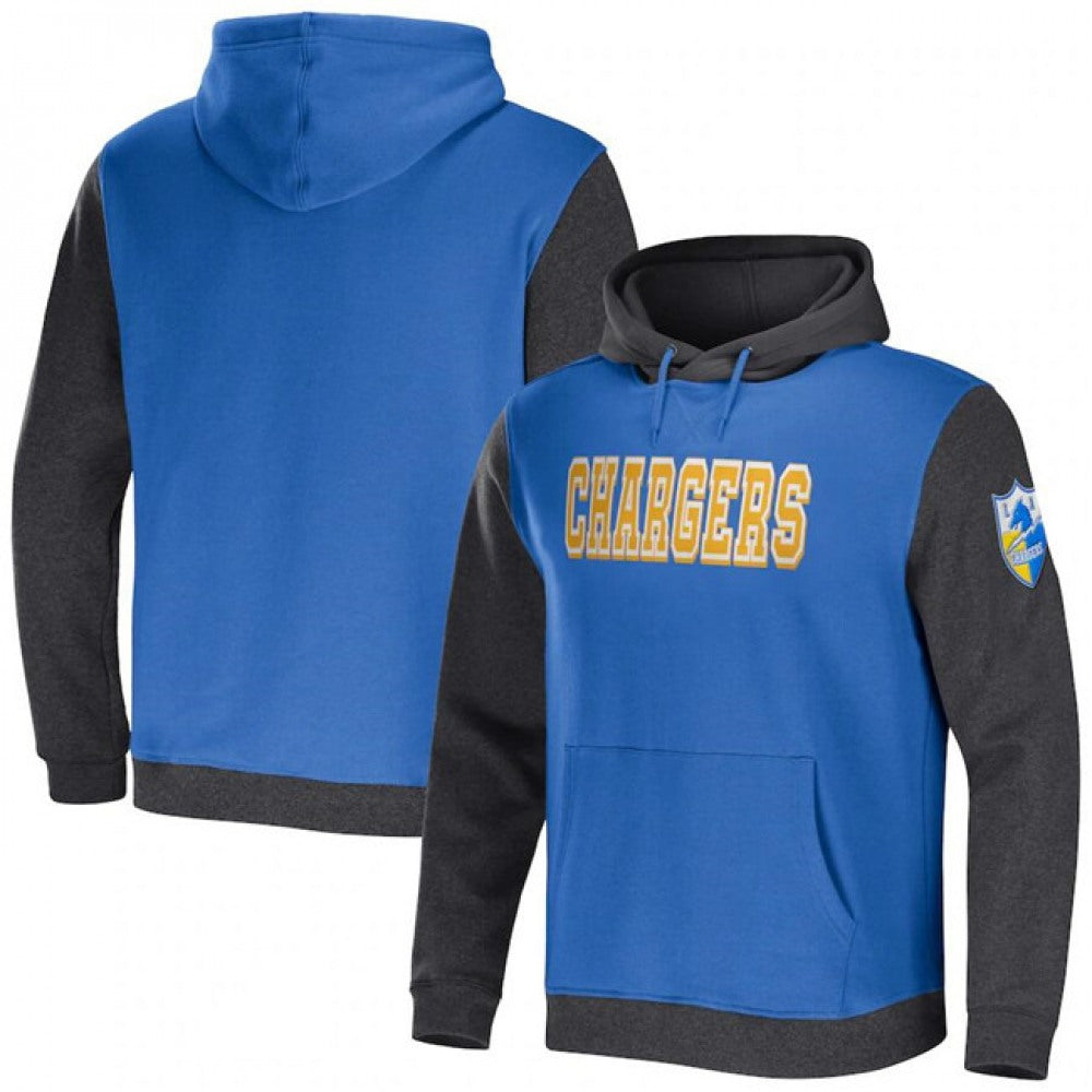 Men's Los Angeles Chargers x Darius Rucker Collection Powder Blue/Charcoal Colorblock Pullover Hoodie 