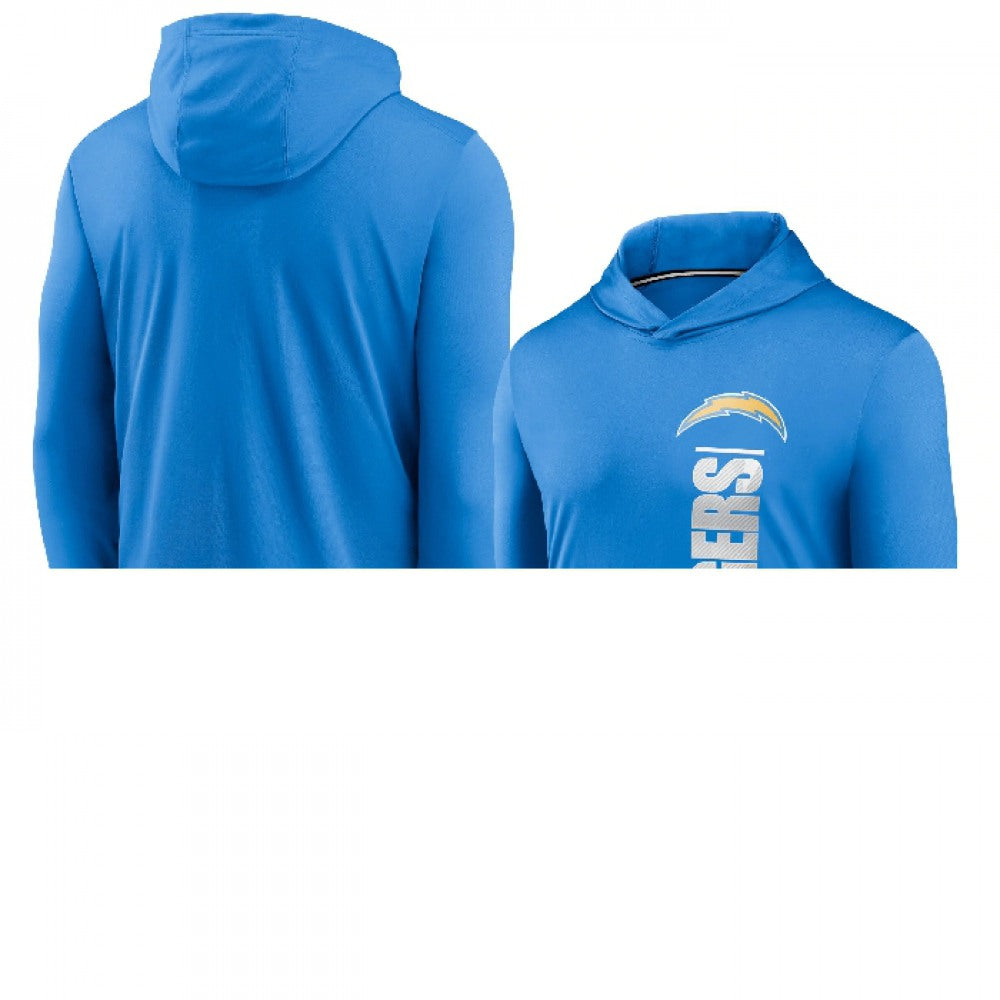 Men's Los Angeles Chargers Blue Fan Gear Team Stack Hoodie Performance Long Sleeve T-Shirt 