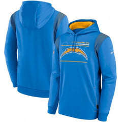Men's Los Angeles Chargers 2021 Powder Blue Sideline Logo Performance Pullover Hoodie 