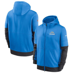 Men's Los Angeles Chargers Powder Blue Sideline Impact Lockup Performance Full-Zip Hoodie 