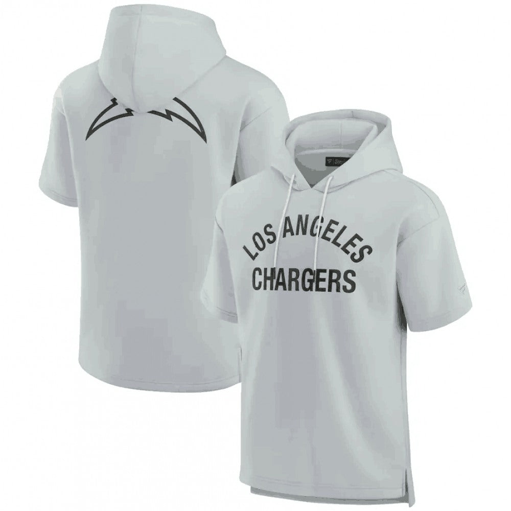 Men's Los Angeles Chargers Gray Super Soft Fleece Short Sleeve Hoodie 