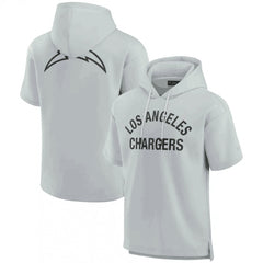 Men's Los Angeles Chargers Gray Super Soft Fleece Short Sleeve Hoodie 