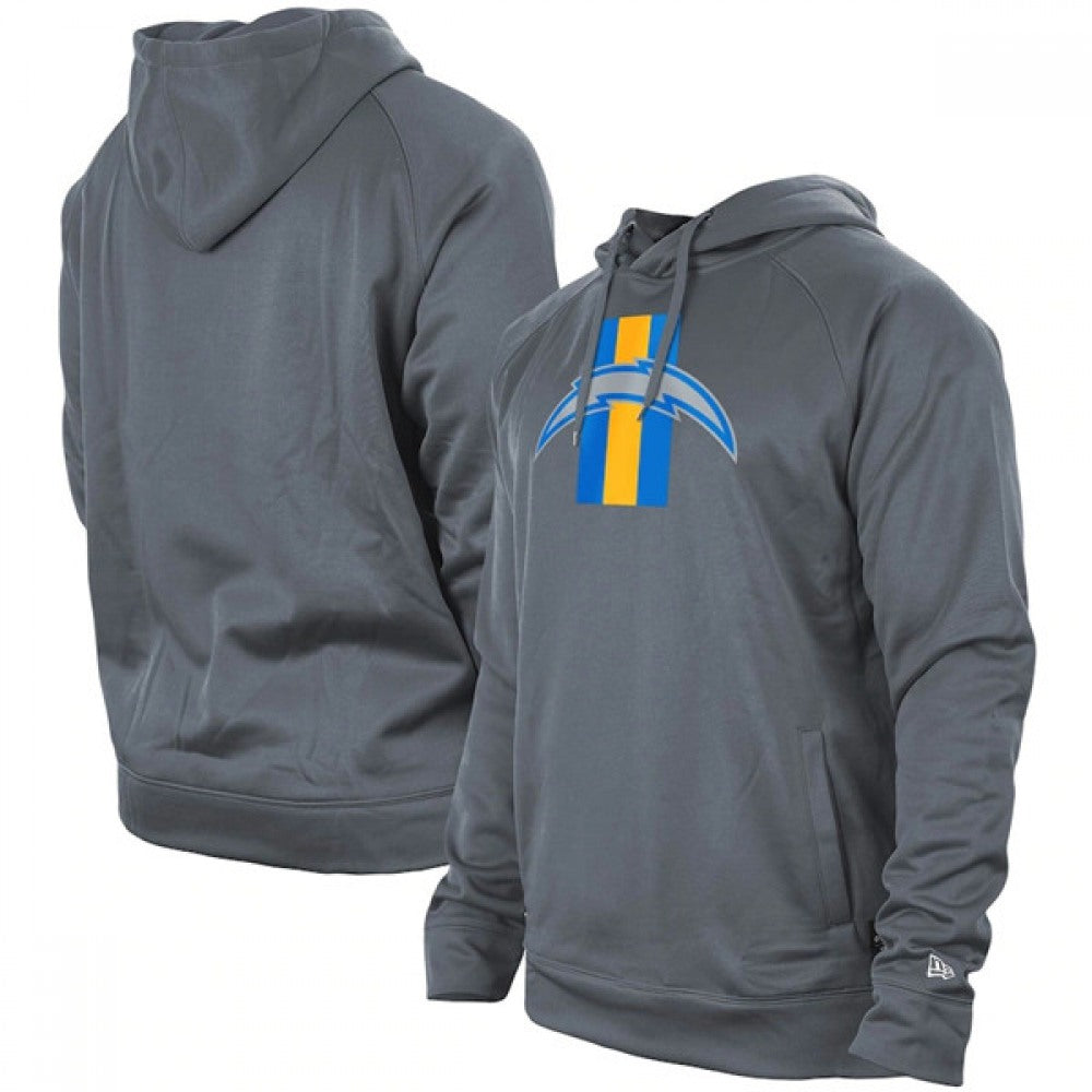 Men's Los Angeles Chargers Gray New Era Training Camp Raglan Pullover Hoodie 