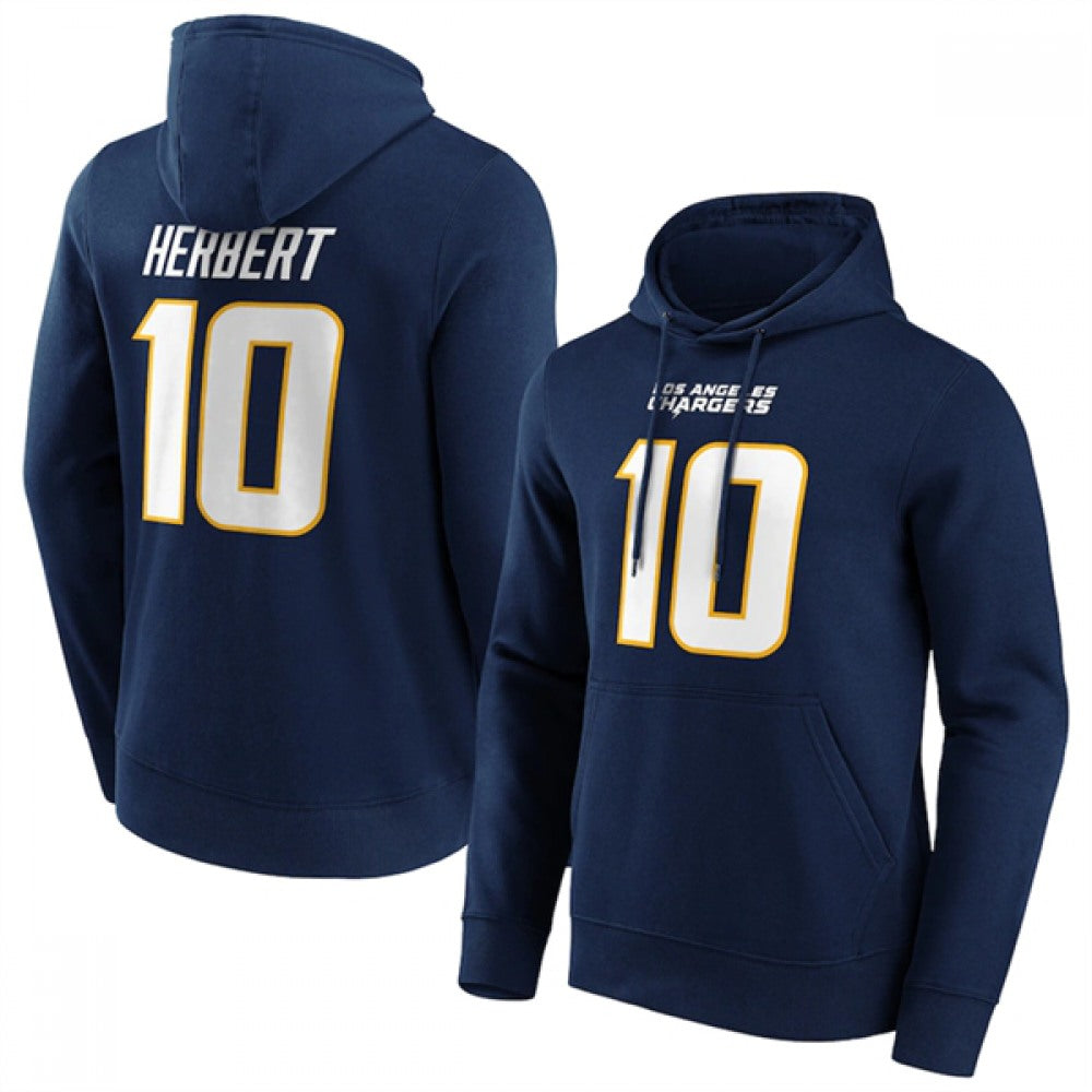 Men's Los Angeles Chargers #10 Justin Herbert Navy Hoodie 