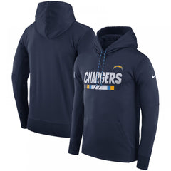 Men's Los Angeles Chargers Navy Sideline Team Name Performance Pullover Hoodie 
