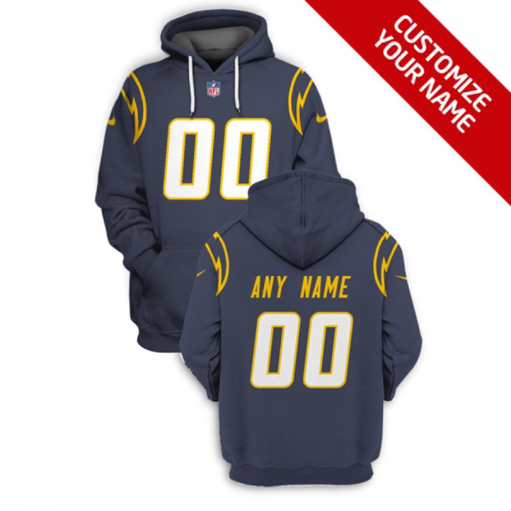 Men's Los Angeles Chargers Active Player Custom 2021 Navy Pullover Hoodie 
