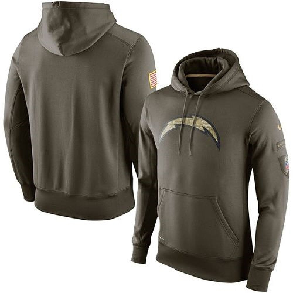 Men's San Diego Chargers Olive Salute To Service KO Performance Hoodie 
