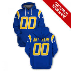 Men's Los Angeles Chargers Active Player Custom 2021 Royal Pullover Hoodie 