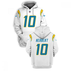 Men's Los Angeles Chargers #10 Justin Herbert 2021 White Pullover Hoodie 