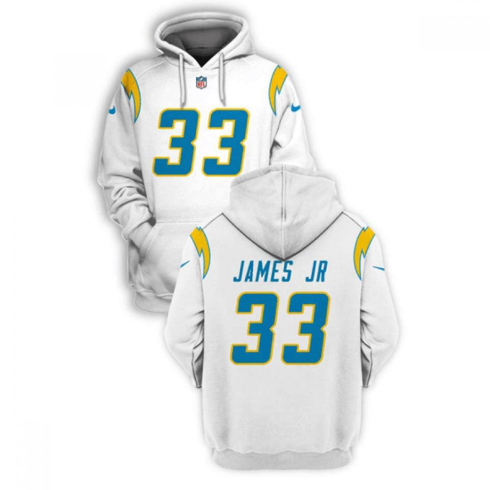 Men's Los Angeles Chargers #33 Derwin James JR 2021 White Pullover Hoodie 