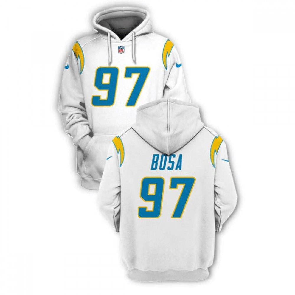 Men's Los Angeles Chargers #97 Joey Bosa 2021 White Pullover Hoodie 
